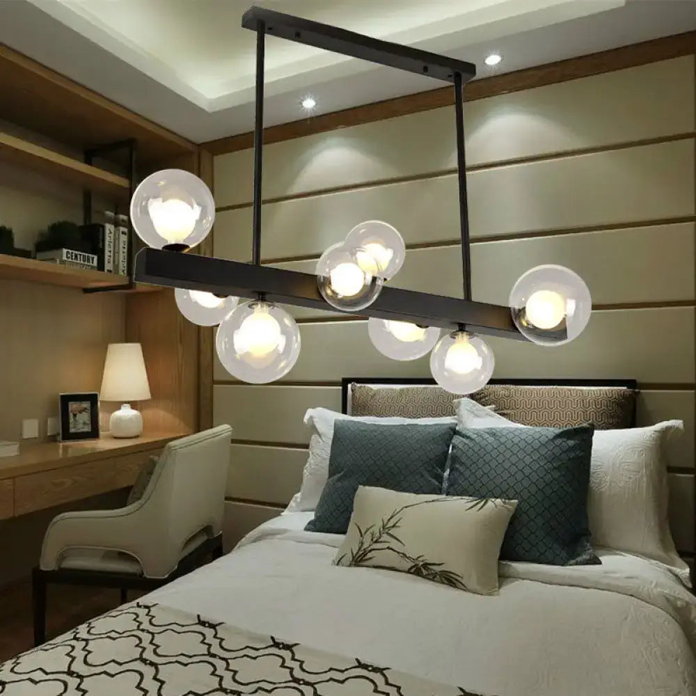 Modern black glass bubble linear pendant light for dining room