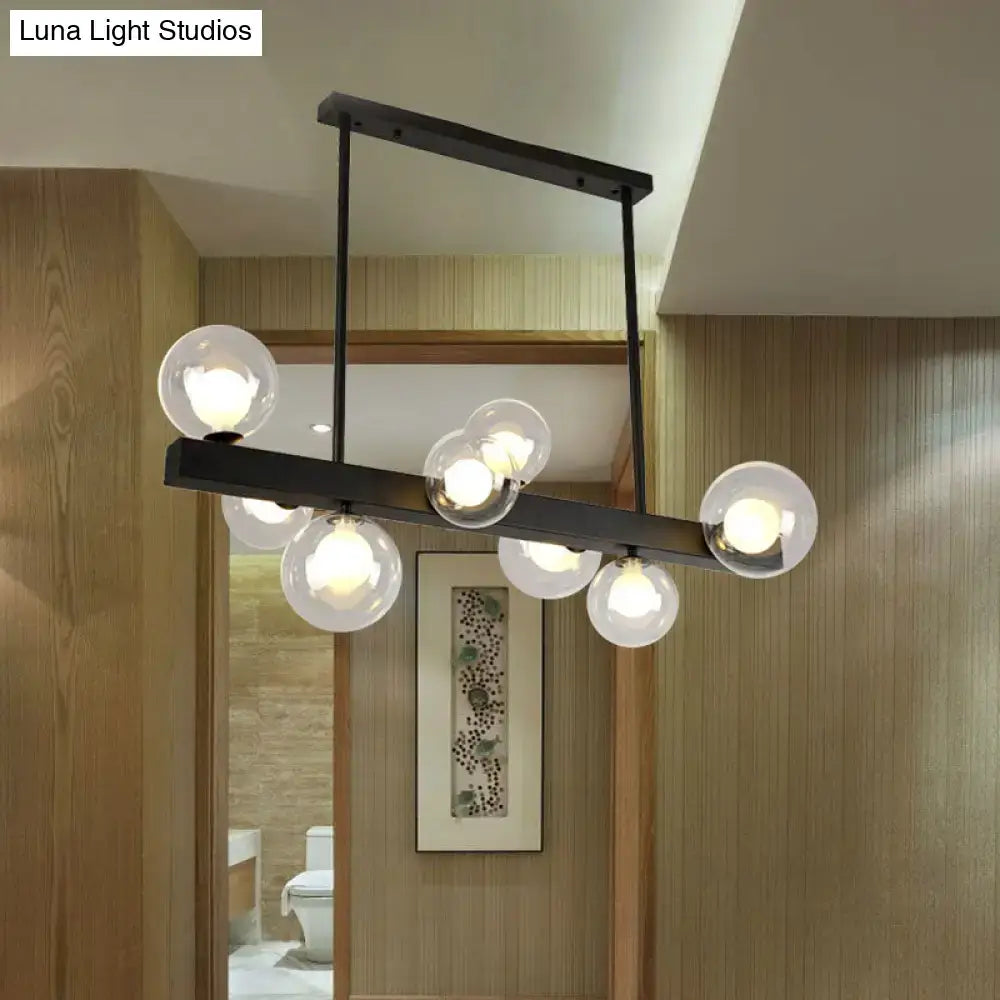 Modern black glass bubble linear pendant light for dining room