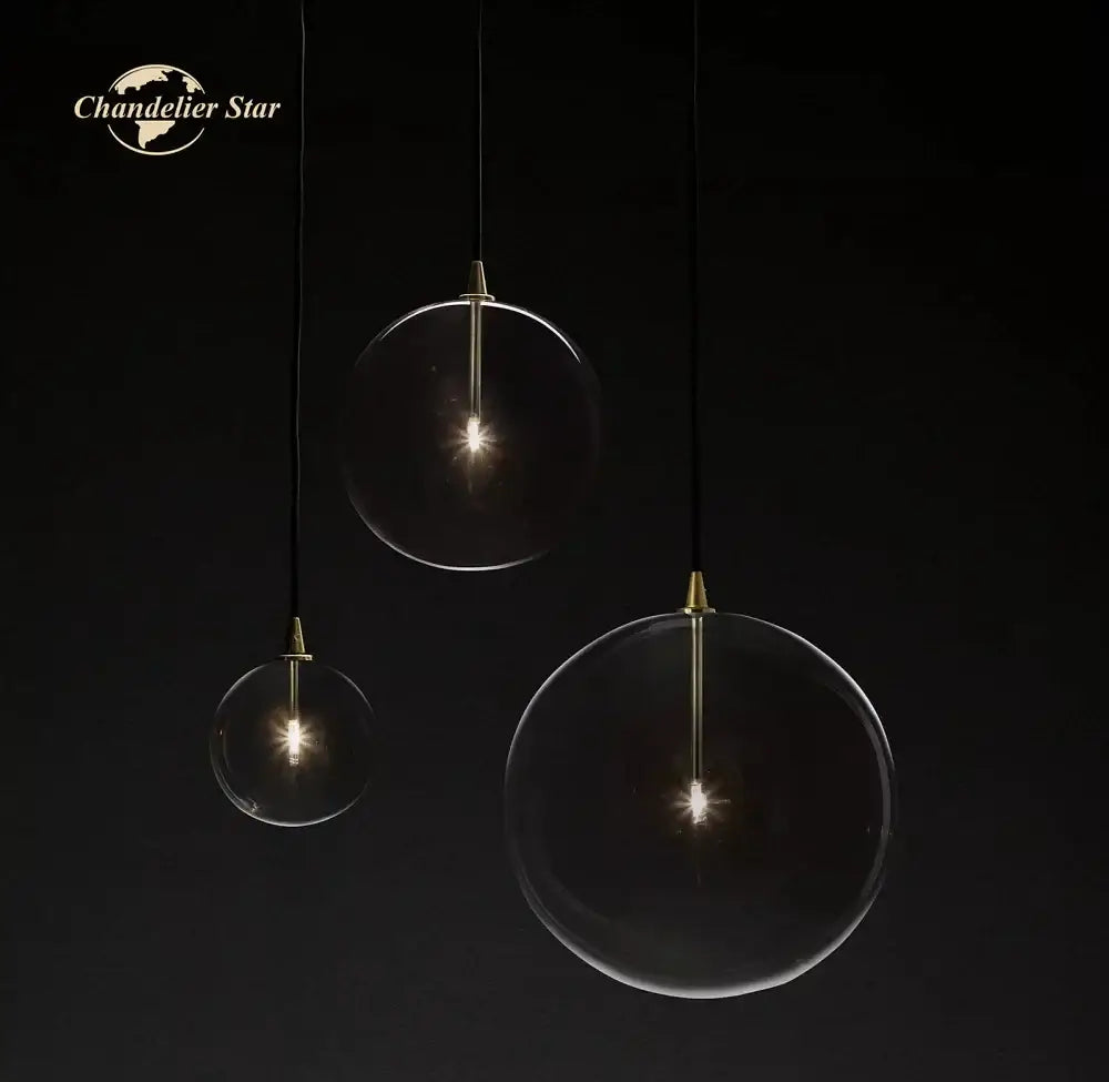 Modern black glass globe pendant light for dining room