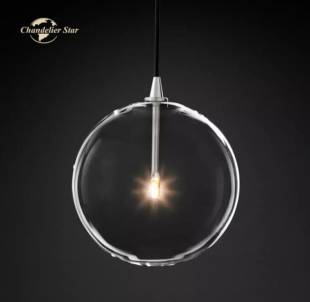 Modern black glass globe pendant light for dining room