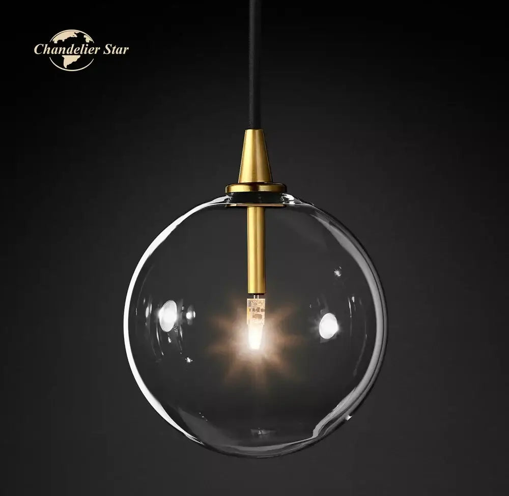 Modern black glass globe pendant light for dining room