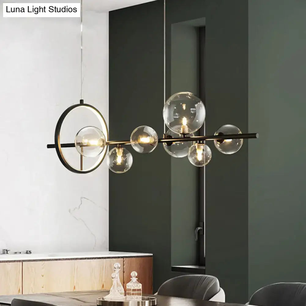 Modern black glass globe pendant light for dining table