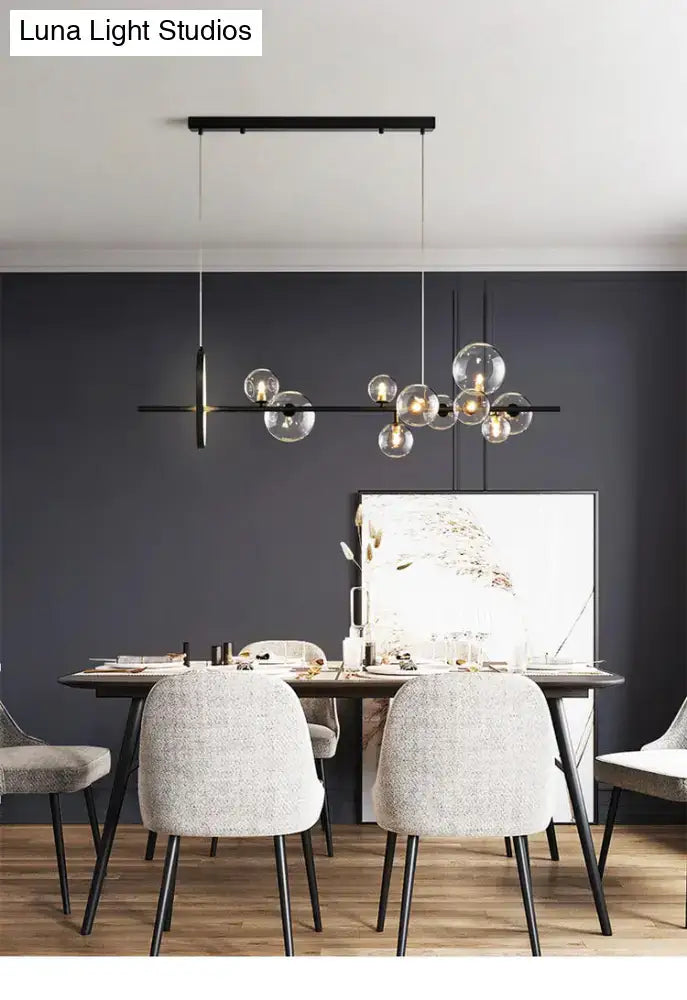 Modern black glass globe pendant light for dining table