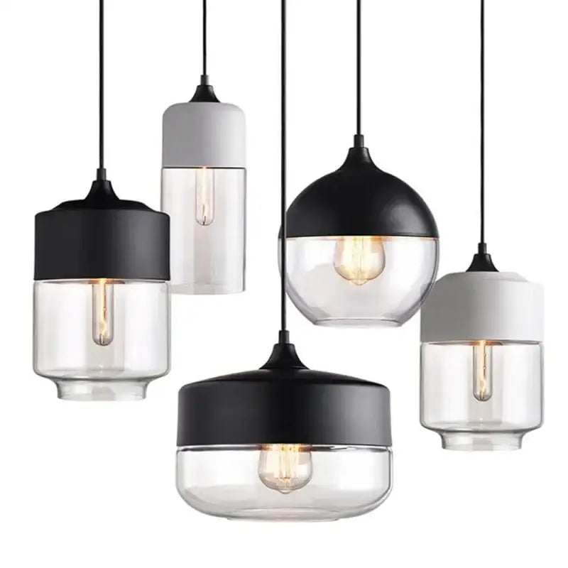 Modern black glass pendant light set dining room smoked shades