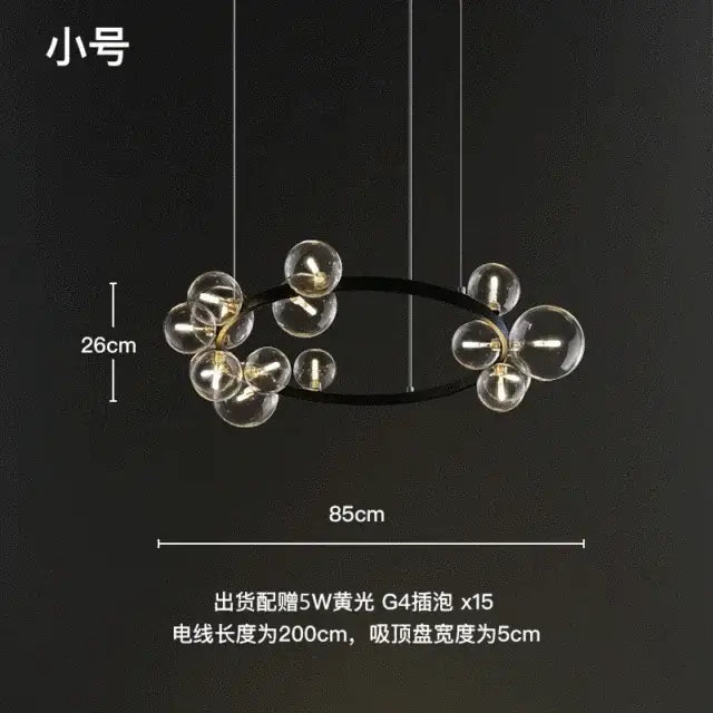 Modern black glass ring pendant light – dining room chandelier