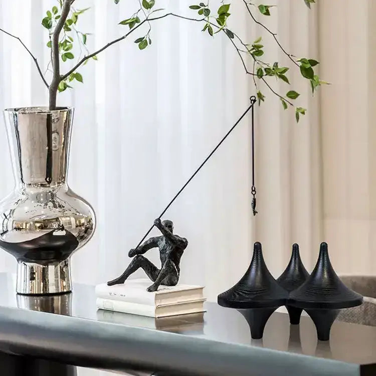 Modern black glossy decorbites geometric gyroscope living room decor