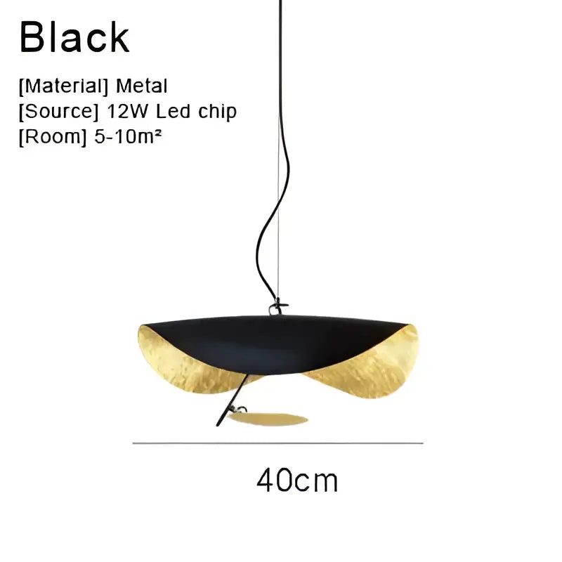 Modern black & gold abstract pendant lamp dining room sculptural design