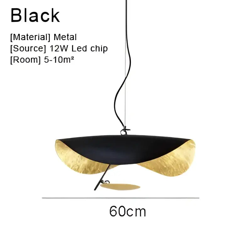 Modern black & gold abstract pendant light dining room sculptural lamp