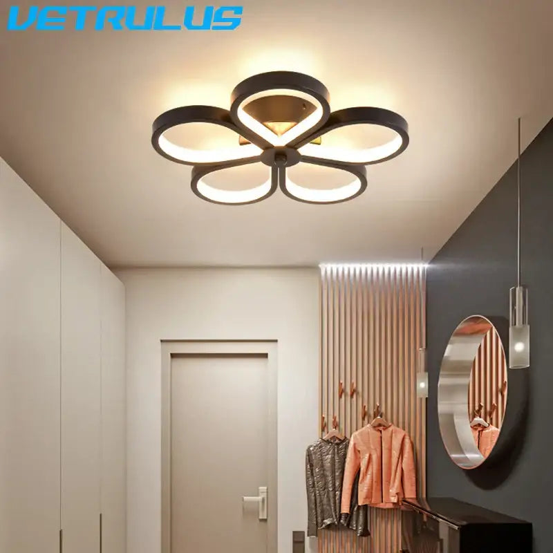 Modern black & gold acrylic flower twisted ceiling lamp living room