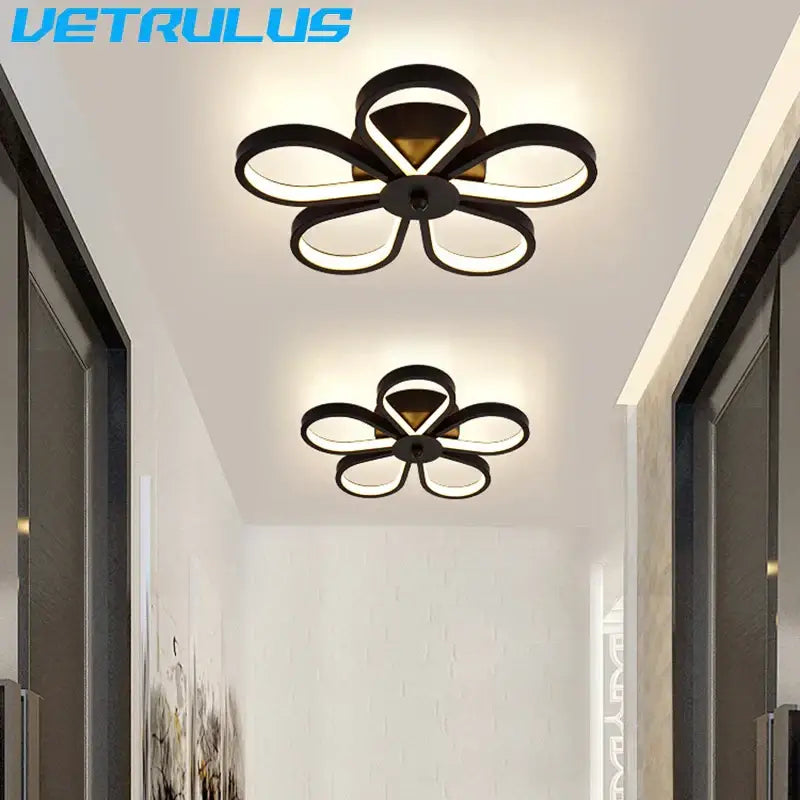 Modern black & gold acrylic flower twisted ceiling lamp living room