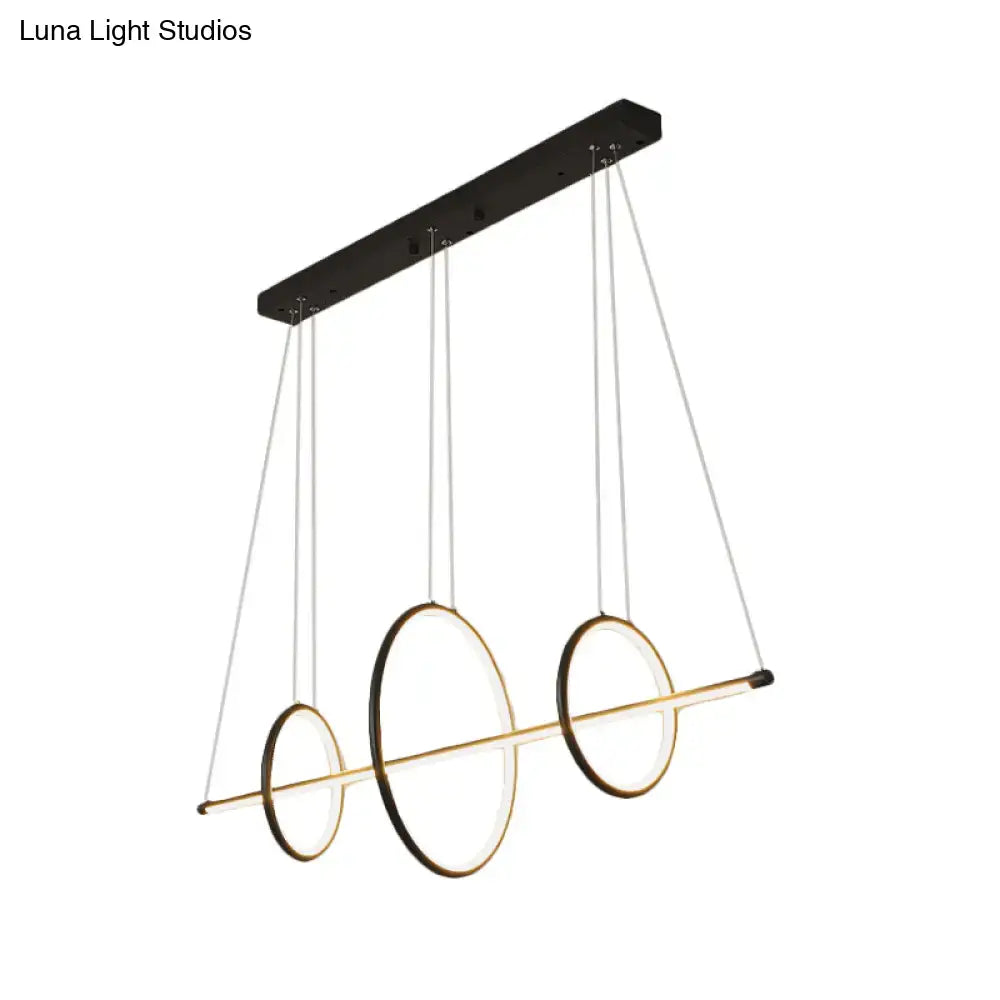 Modern black & gold acrylic linear suspension light dining room
