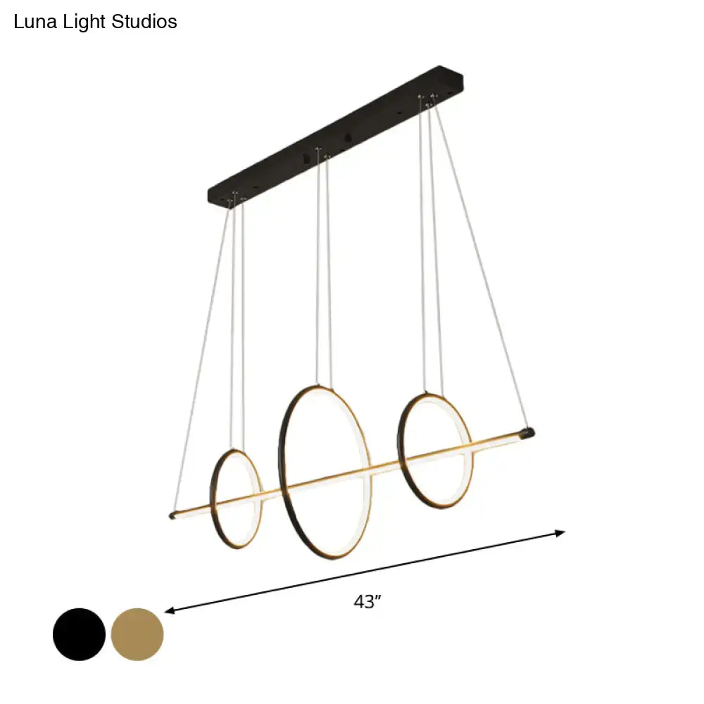 Modern black & gold acrylic linear suspension light dining room