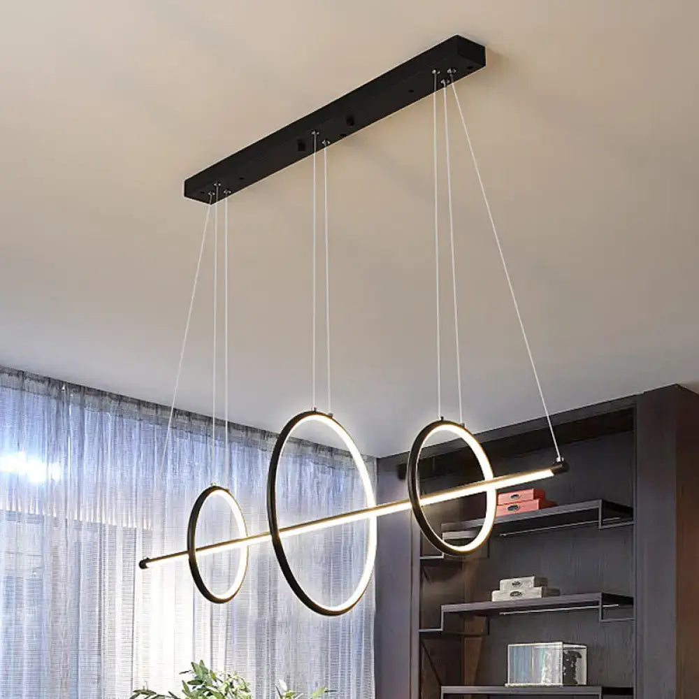 Modern black & gold acrylic linear suspension light dining room