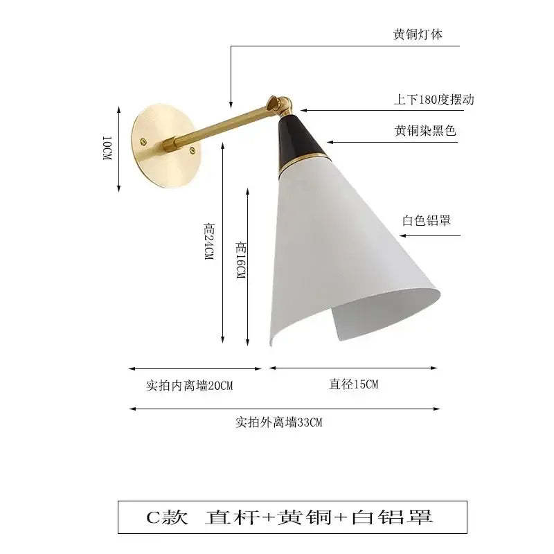 Modern black & gold adjustable wall lamp kitchen sconce