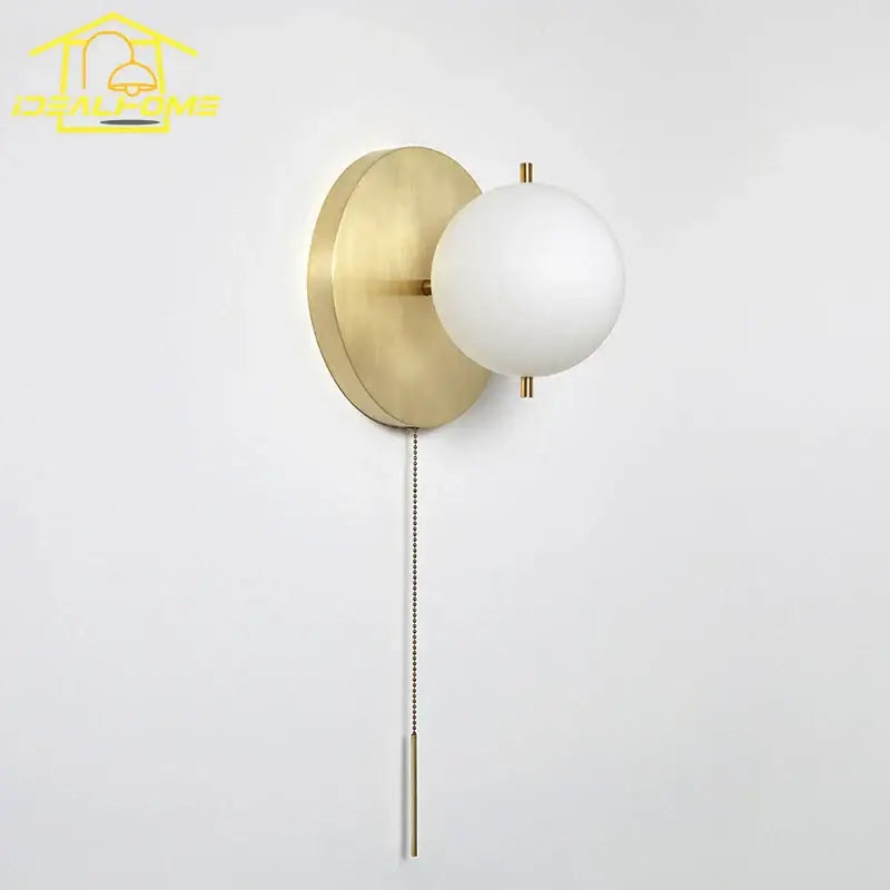 Modern black & gold ball wall lamp bedroom glass sconce