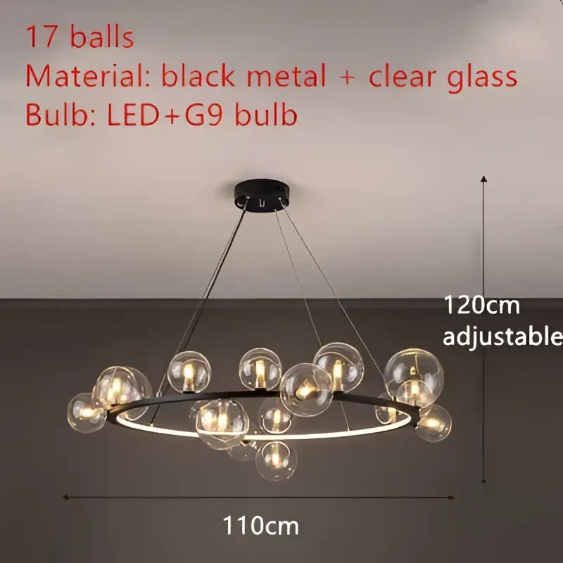 Modern black & gold branching bubbles chandelier dining room light