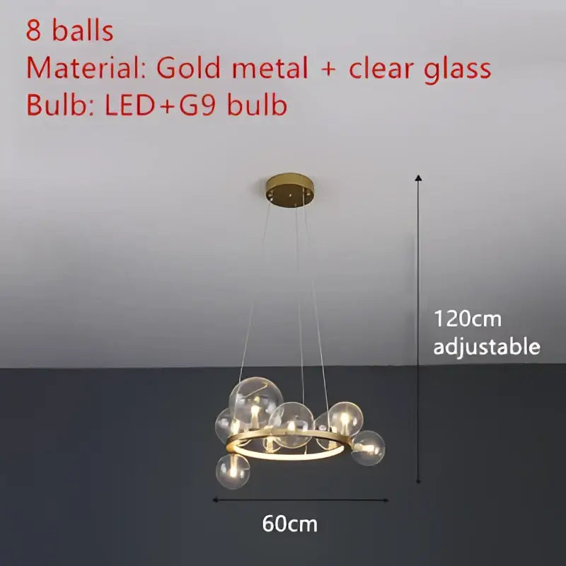 Modern black & gold branching bubbles chandelier dining room light
