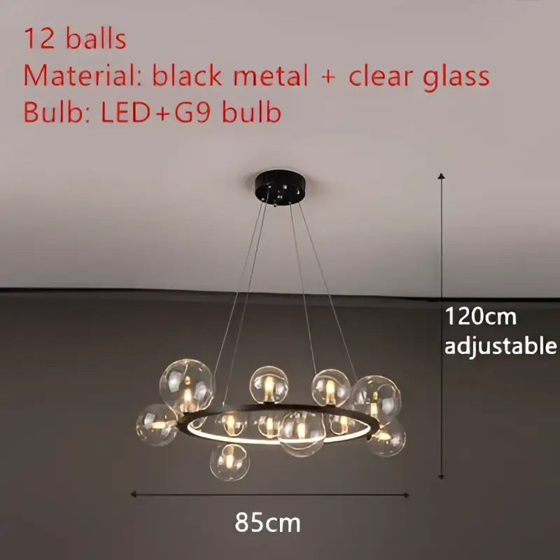 Modern black & gold branching bubbles chandelier dining room light