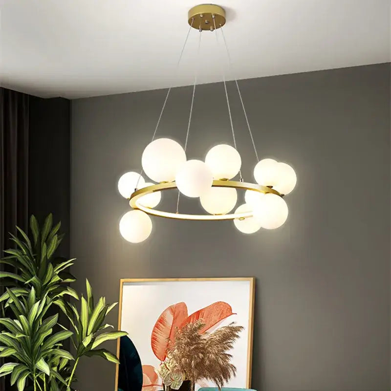 Modern black & gold branching bubbles chandelier dining room light