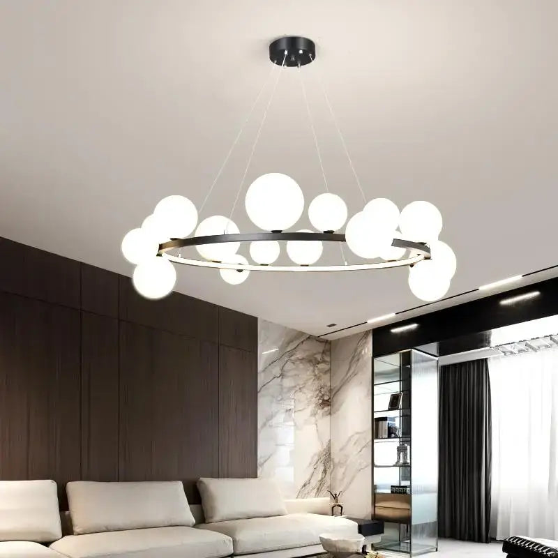 Modern black & gold branching bubbles chandelier dining room light