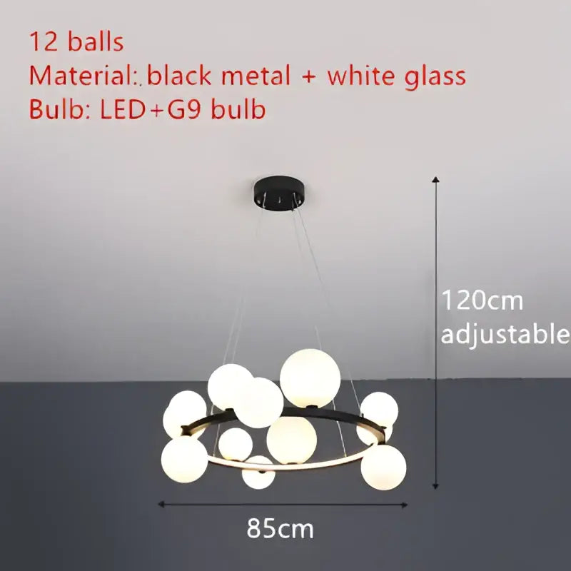 Modern black & gold branching bubbles chandelier dining room light