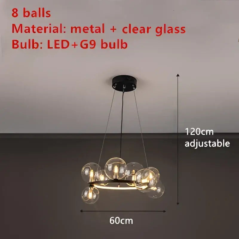 Modern black & gold branching bubbles chandelier dining room light
