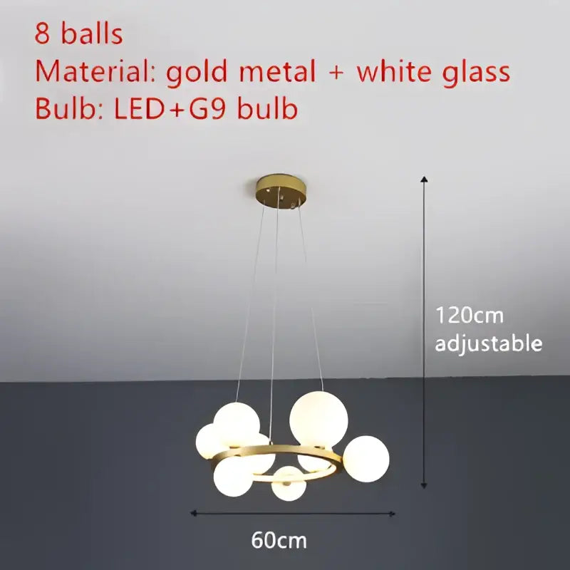 Modern black & gold branching bubbles chandelier dining room light