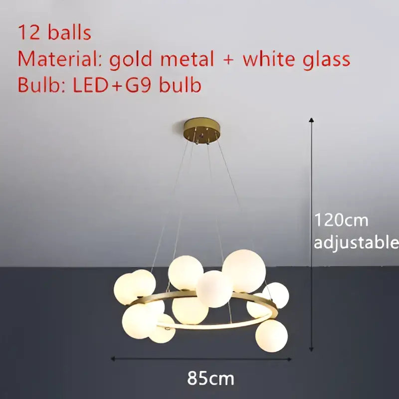 Modern black & gold branching bubbles chandelier dining room light