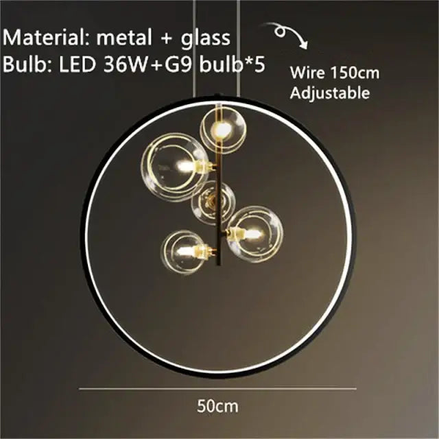 Modern black & gold branching bubbles chandelier dining room light