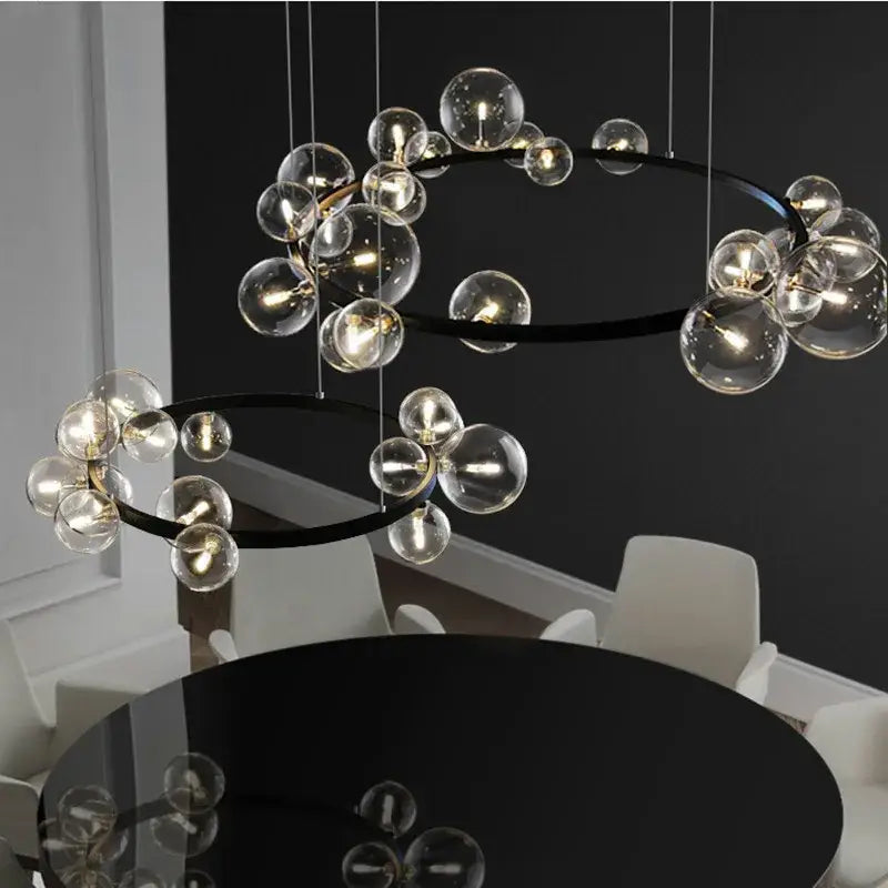 Modern black & gold branching bubbles chandelier dining room light