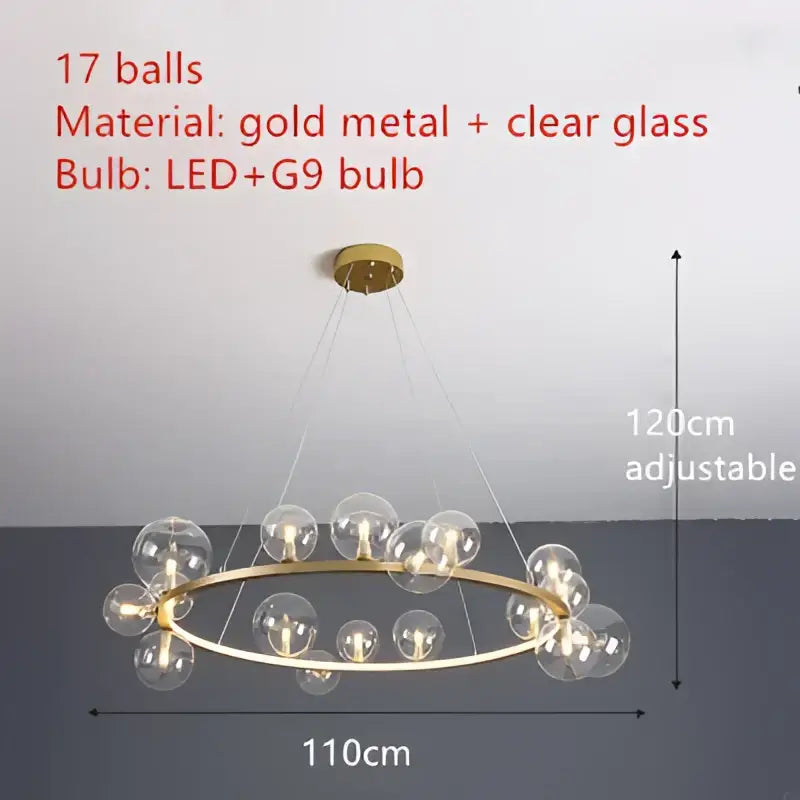 Modern black & gold branching bubbles chandelier dining room light