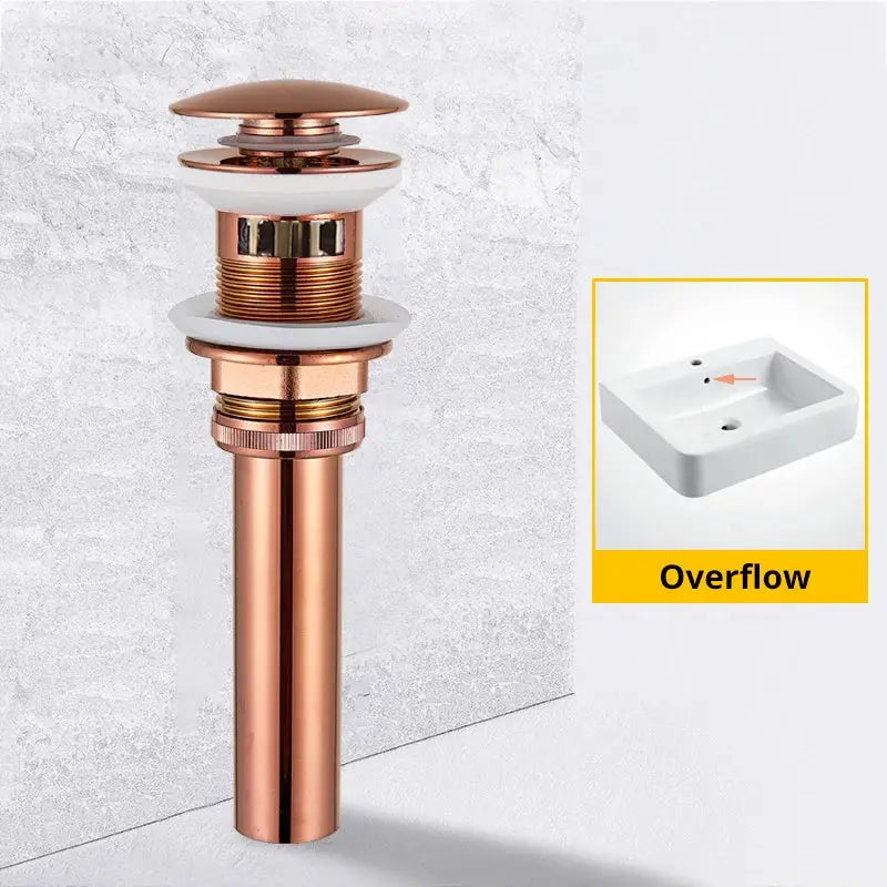 Modern black & gold brass basin sink pop up drain bathroom stopper