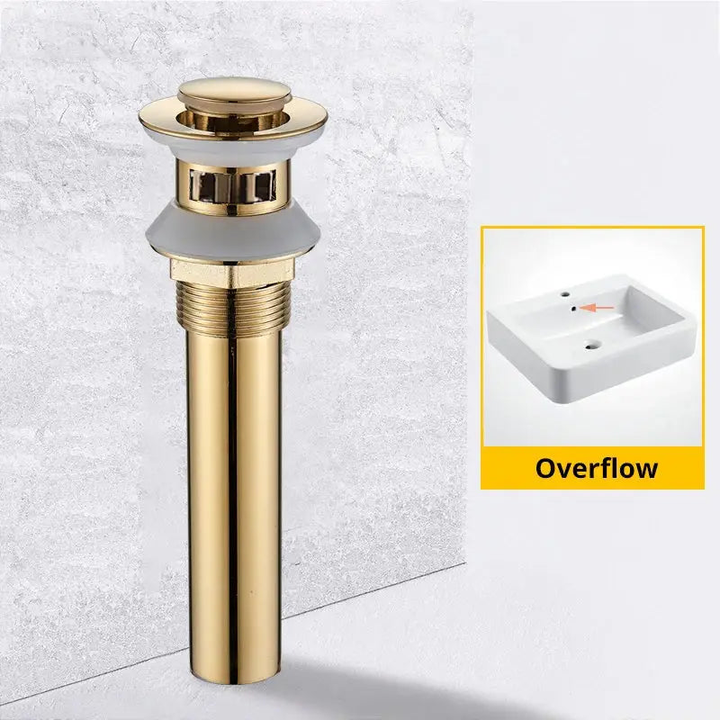 Modern black & gold brass basin sink pop up drain bathroom stopper