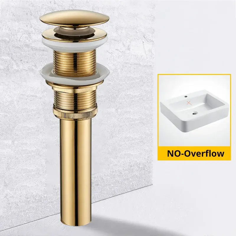 Modern black & gold brass basin sink pop up drain bathroom stopper