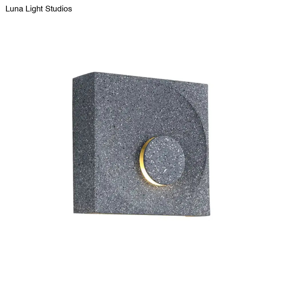 Modern black & gold cement square wall light bedroom moon sconce