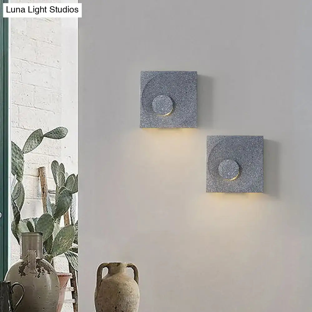 Modern black & gold cement square wall light bedroom moon sconce