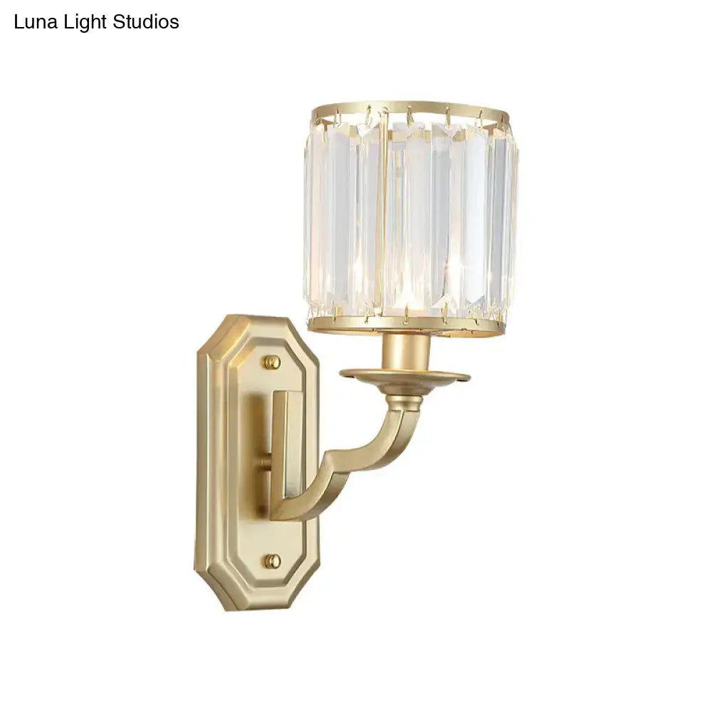 Modern black & gold clear crystal wall sconce for bedroom