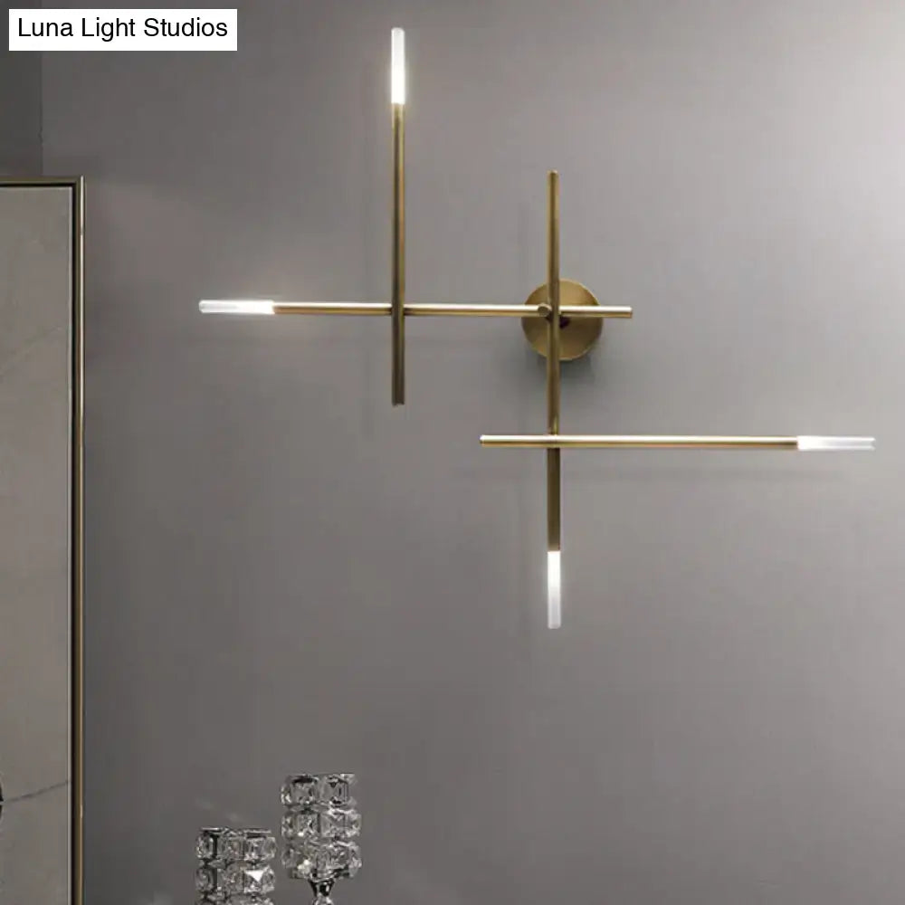 Modern black & gold crossed lines led wall light bedroom fixture