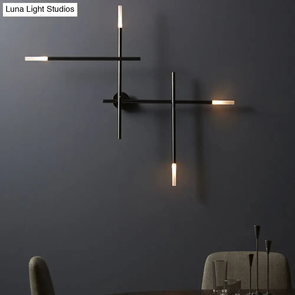 Modern black & gold crossed lines led wall light bedroom fixture