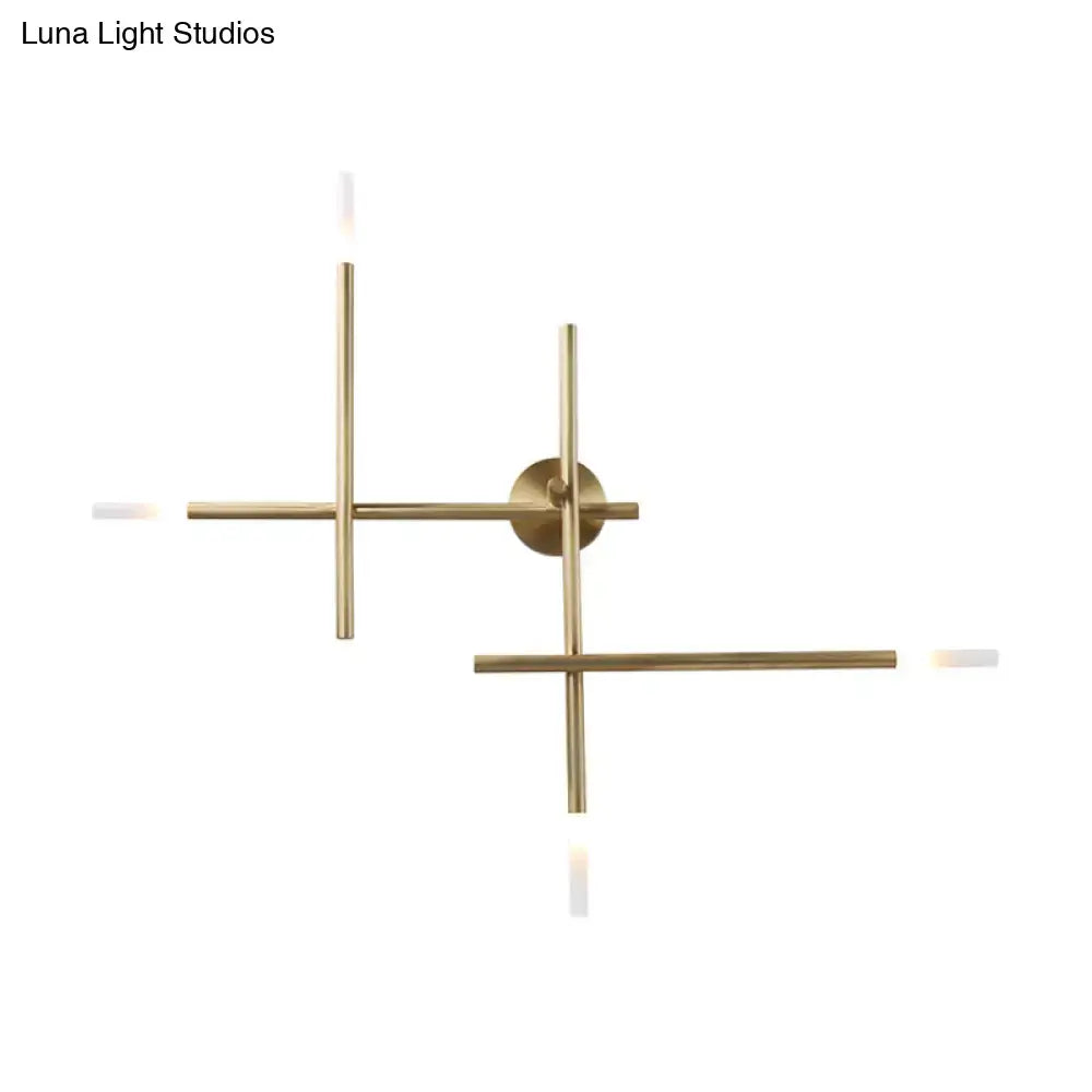 Modern black & gold crossed lines led wall light bedroom fixture