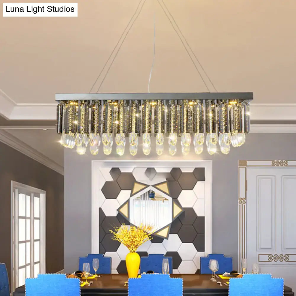 Modern black & gold crystal island pendant light dining room