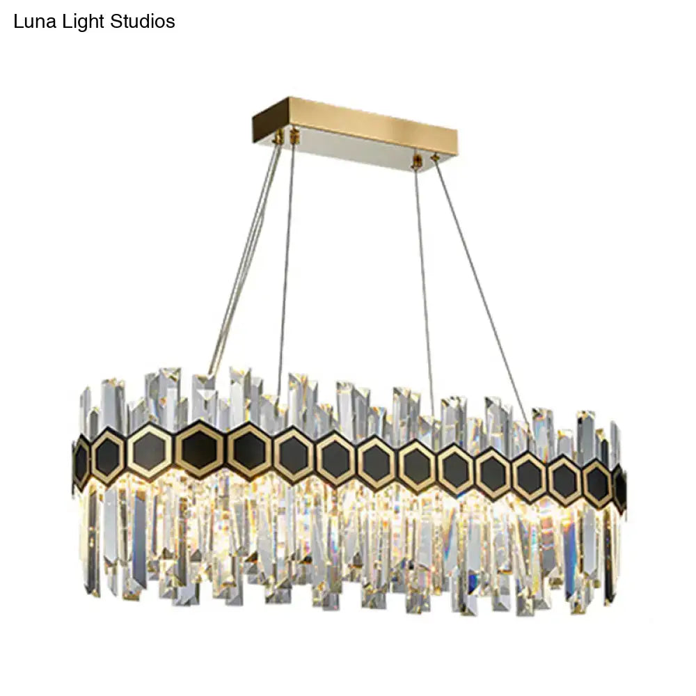 Modern black & gold crystal oval chandelier dining room ceiling light