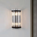 Modern black & gold crystal rod cylinder wall sconce bedroom light