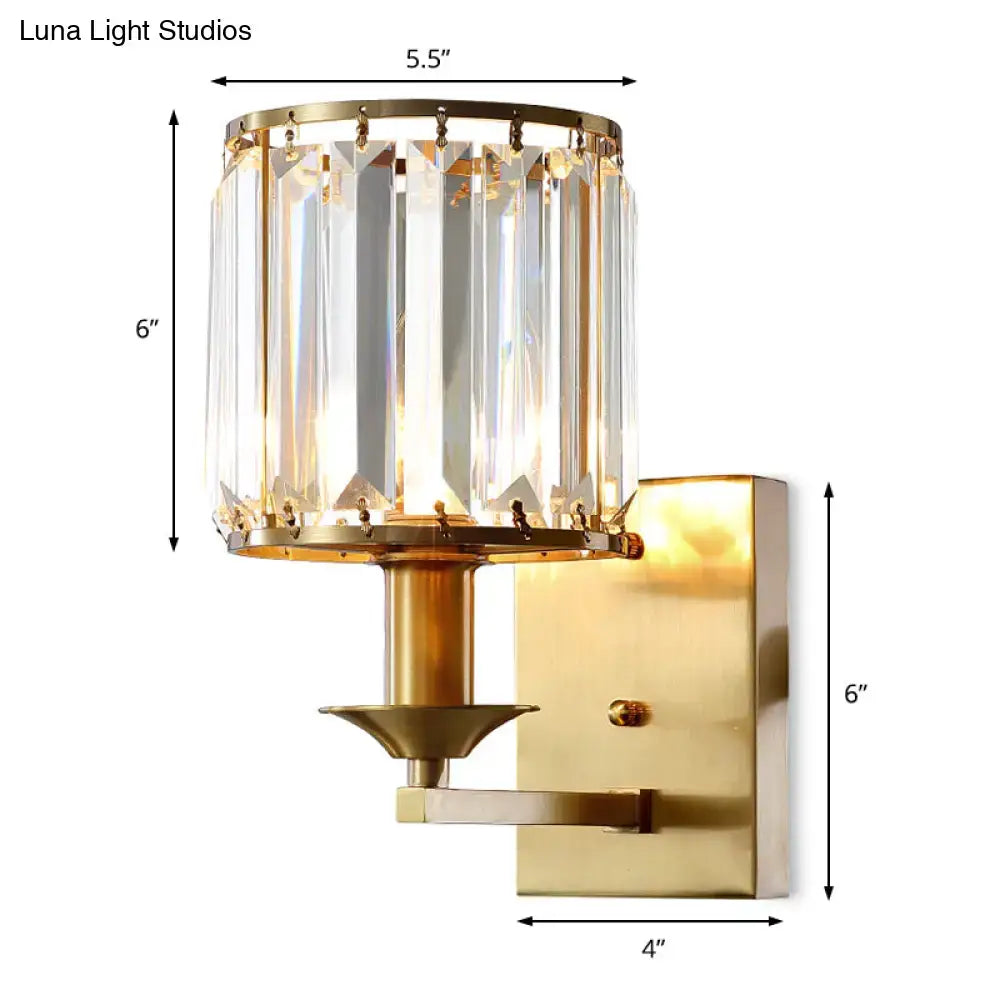 Modern black & gold crystal sconce light fixture bedroom wired electric
