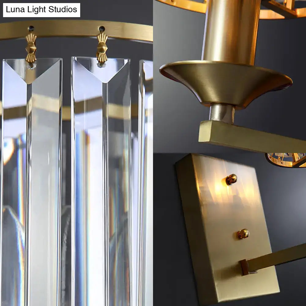 Modern black & gold crystal sconce light fixture bedroom wired electric