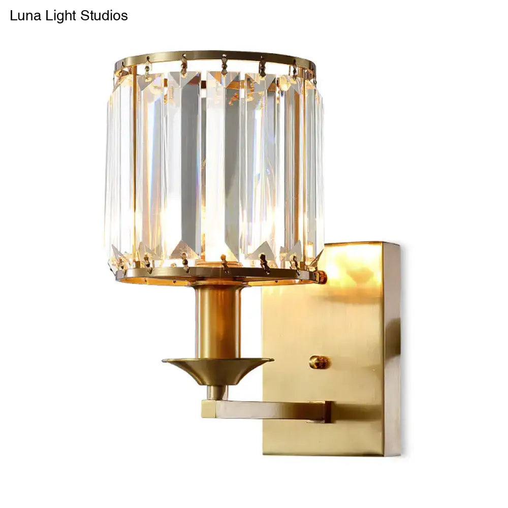 Modern black & gold crystal sconce light fixture bedroom wired electric