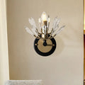 Modern black & gold crystal sconce light living room wall lamp