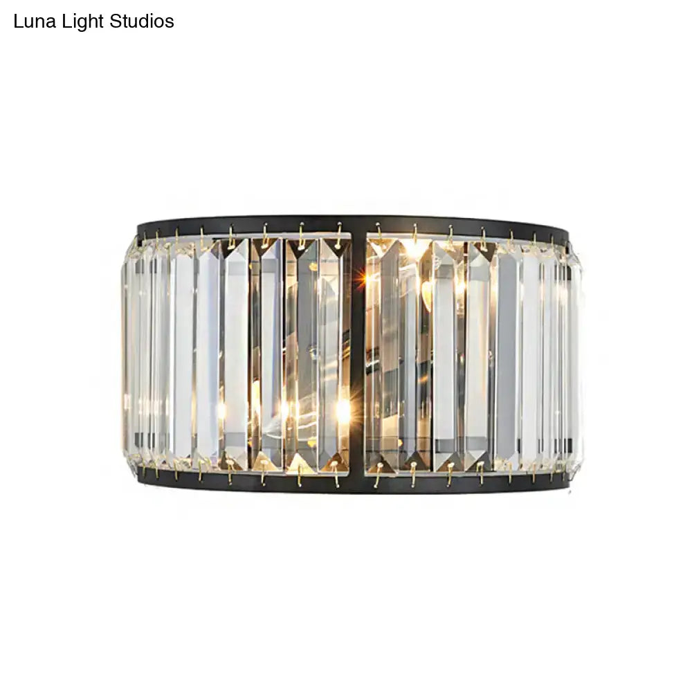 Modern black & gold crystal wall sconce bedroom 16 inch fixture