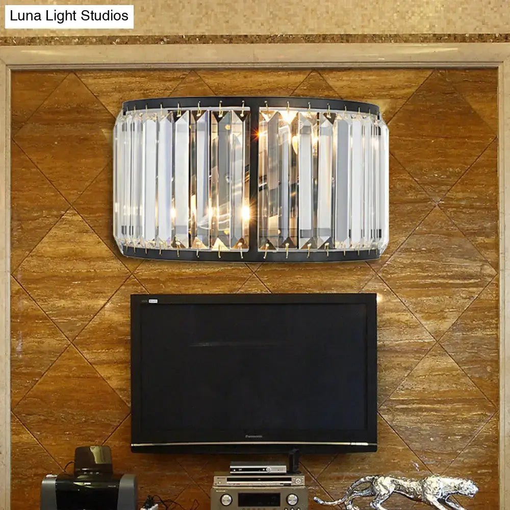 Modern black & gold crystal wall sconce bedroom 16 inch fixture