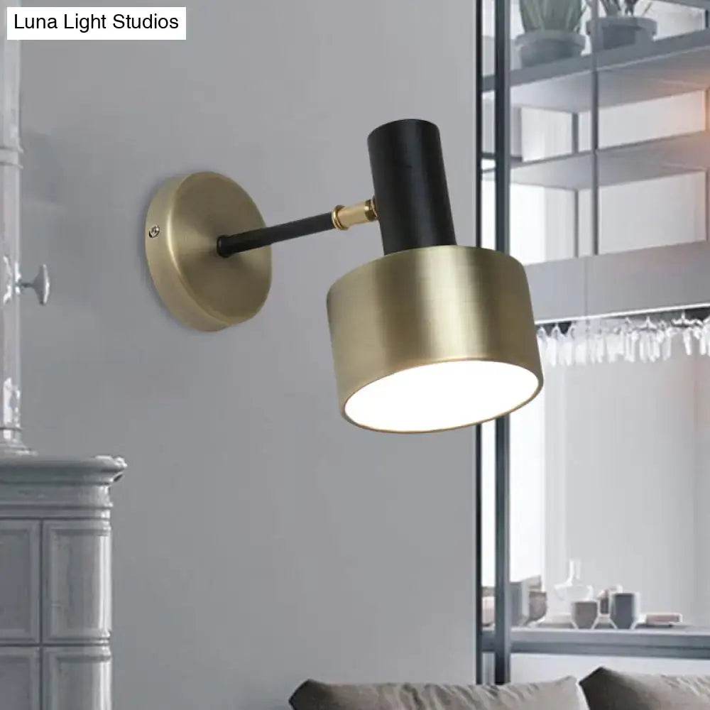 Modern black & gold cylinder sconce metal wall lighting living room